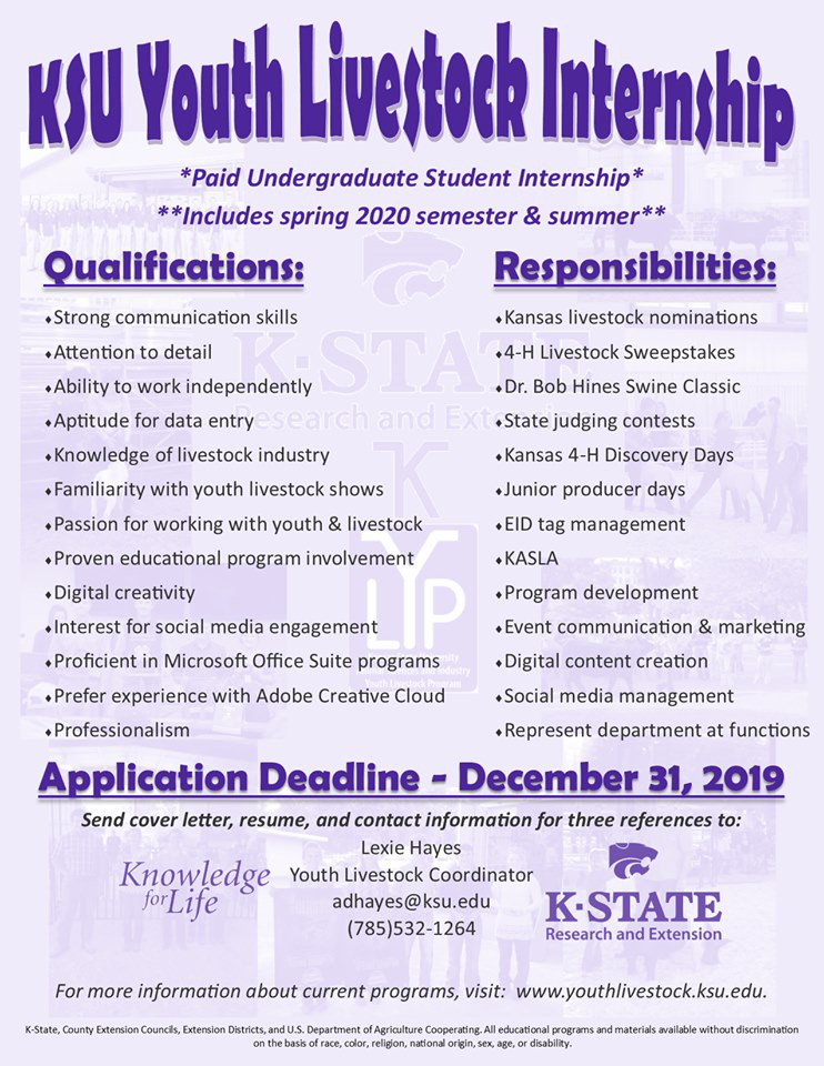 KSU Internship Opportunity Lautner Farms
