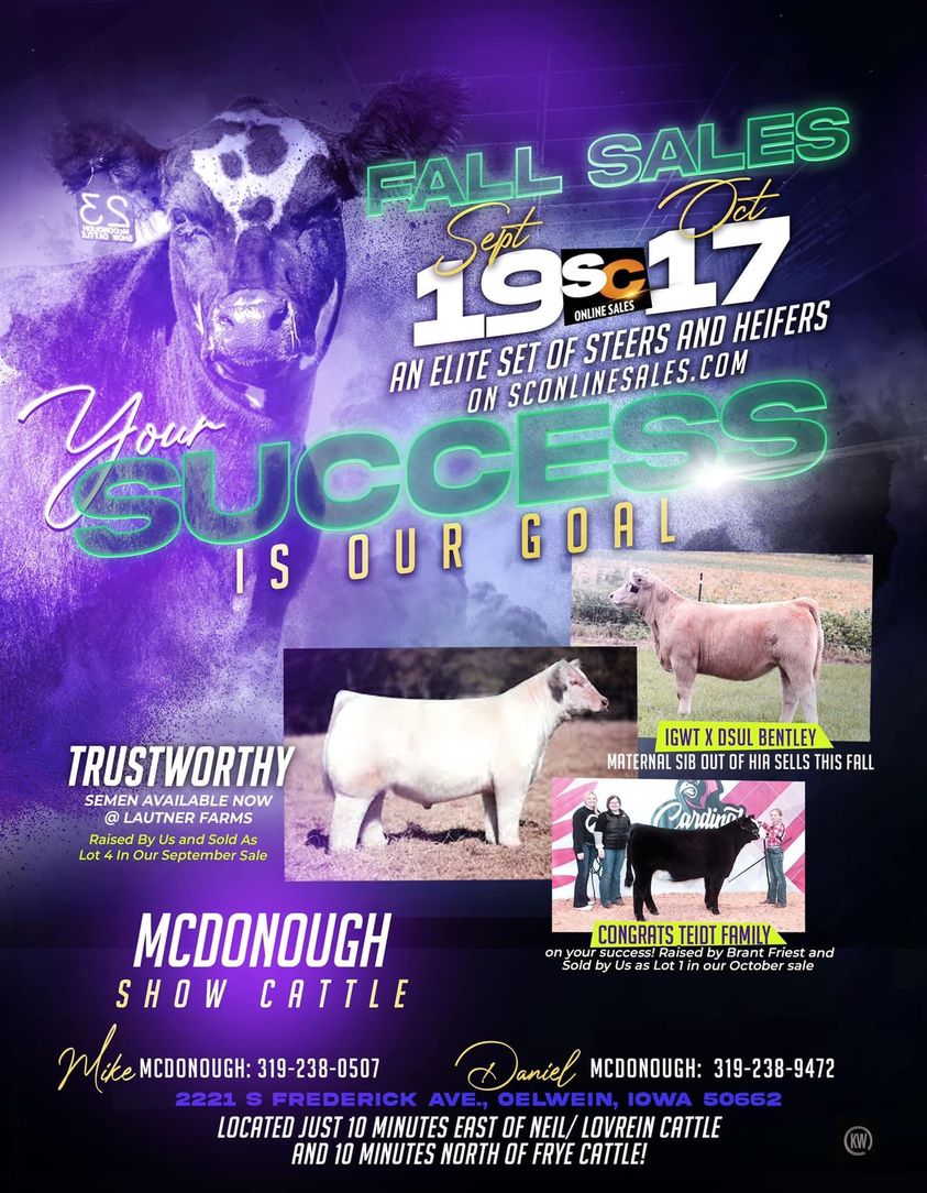 McDonough Show Cattle Online Sale on SC Online Sales Sept. 19th & Oct 17 2022 Lautner Farms