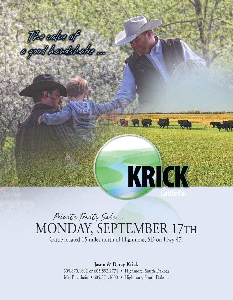 Krick Cattle Company of Highmore, SD, Private Treaty Sale September